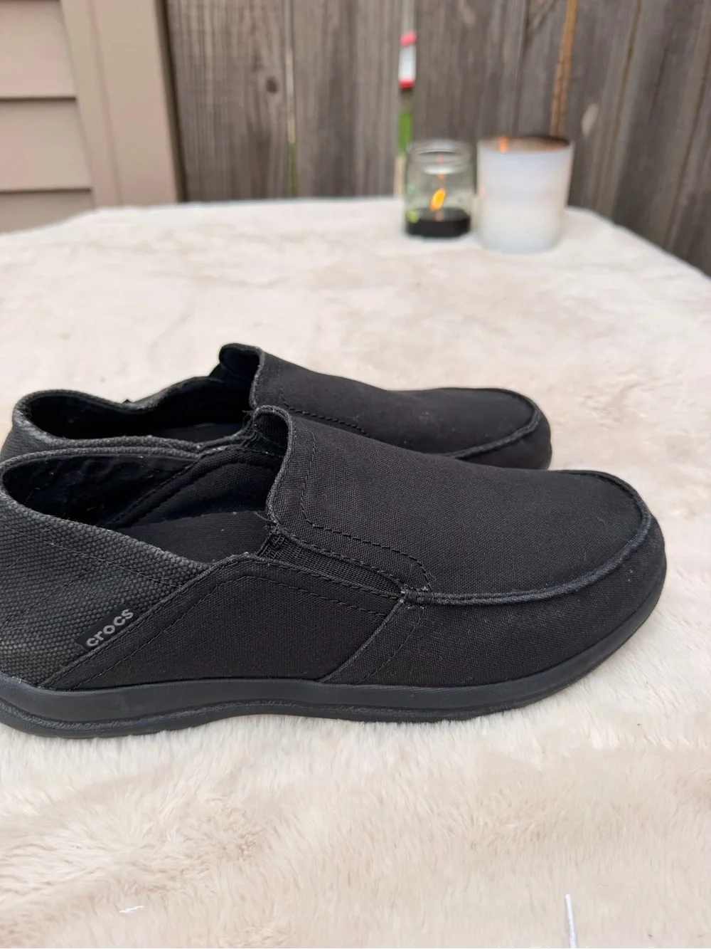 CROCS Men's Black Slip-On Canvas Loafers Size 10